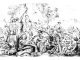 The striking of the rock (Engraving based on a picture by Nicholas Paussin)